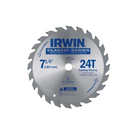 Irwin Irwin 7-1/4 in. D X 5/8 in. Classic Carbide Circular Saw Blade 24 teeth 1 pk 25130